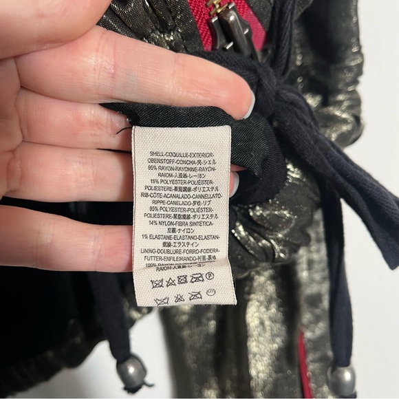 FREE PEOPLE *Rare* Metallic Hooded Zip Up Bomber Jacket - Picture 9 of 10